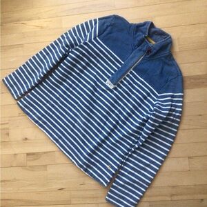Joules Blue and White Striped Half-Zip Long-sleeve Top